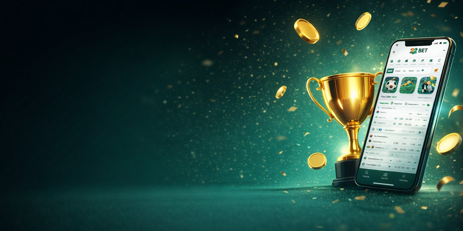 Gold trophy beside a smartphone running the betting app